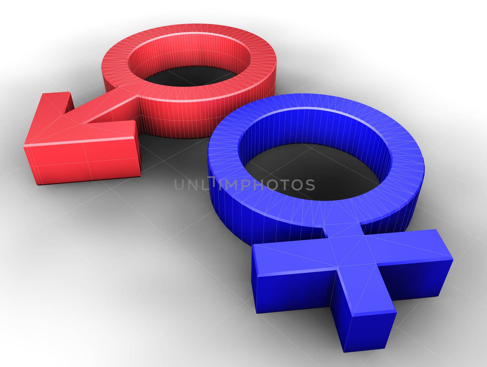 3d image of sex symbol isolated in white