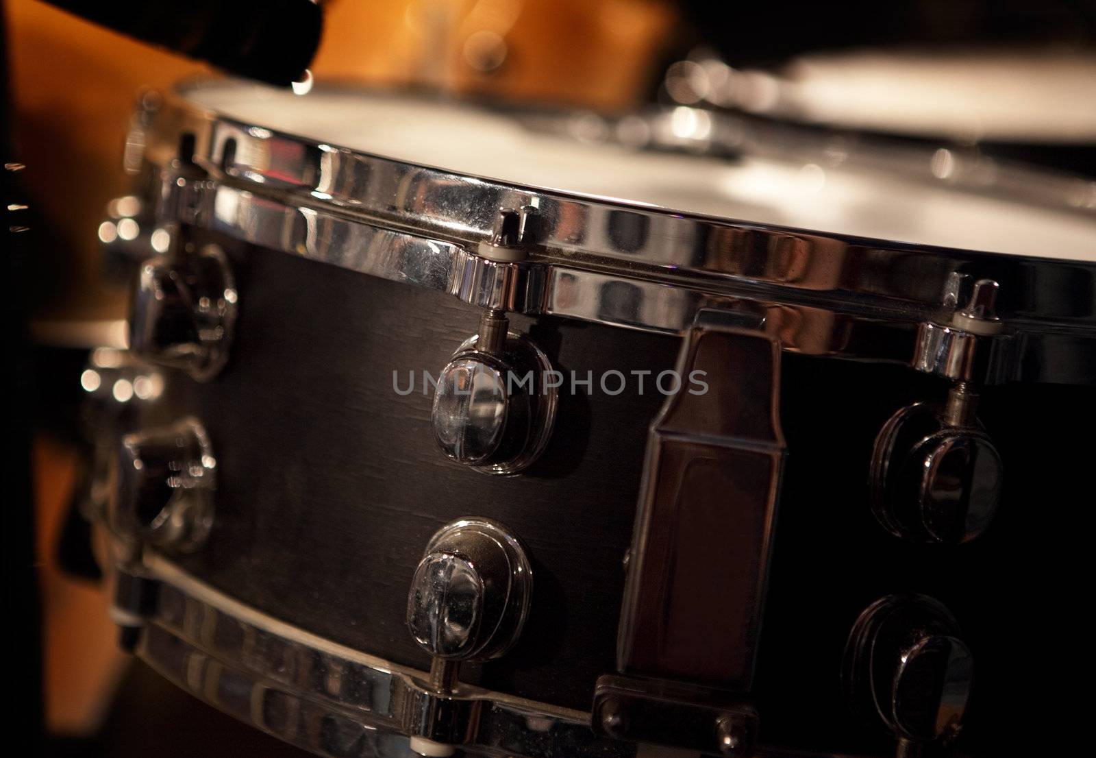 Close up image of drum`s snare