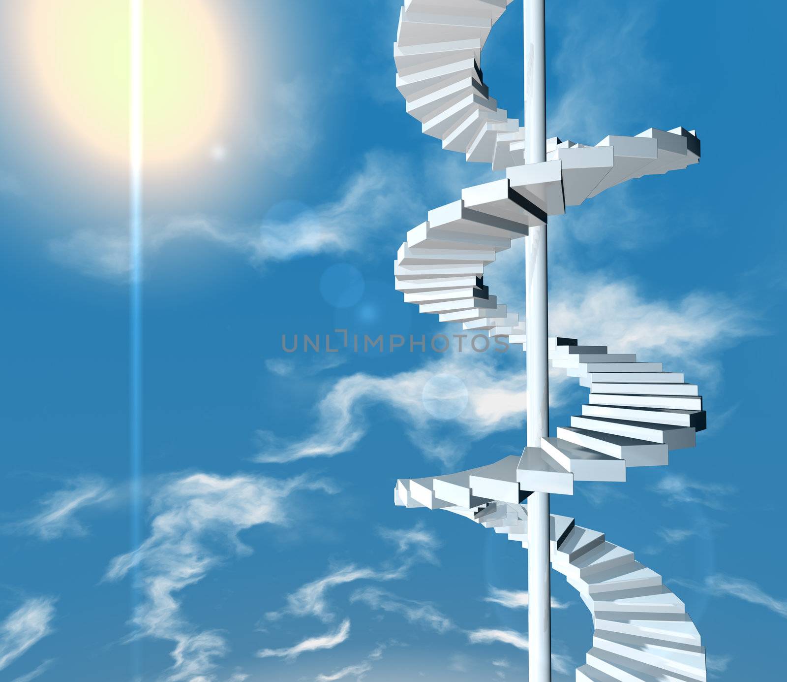 3d image of ladder and sky