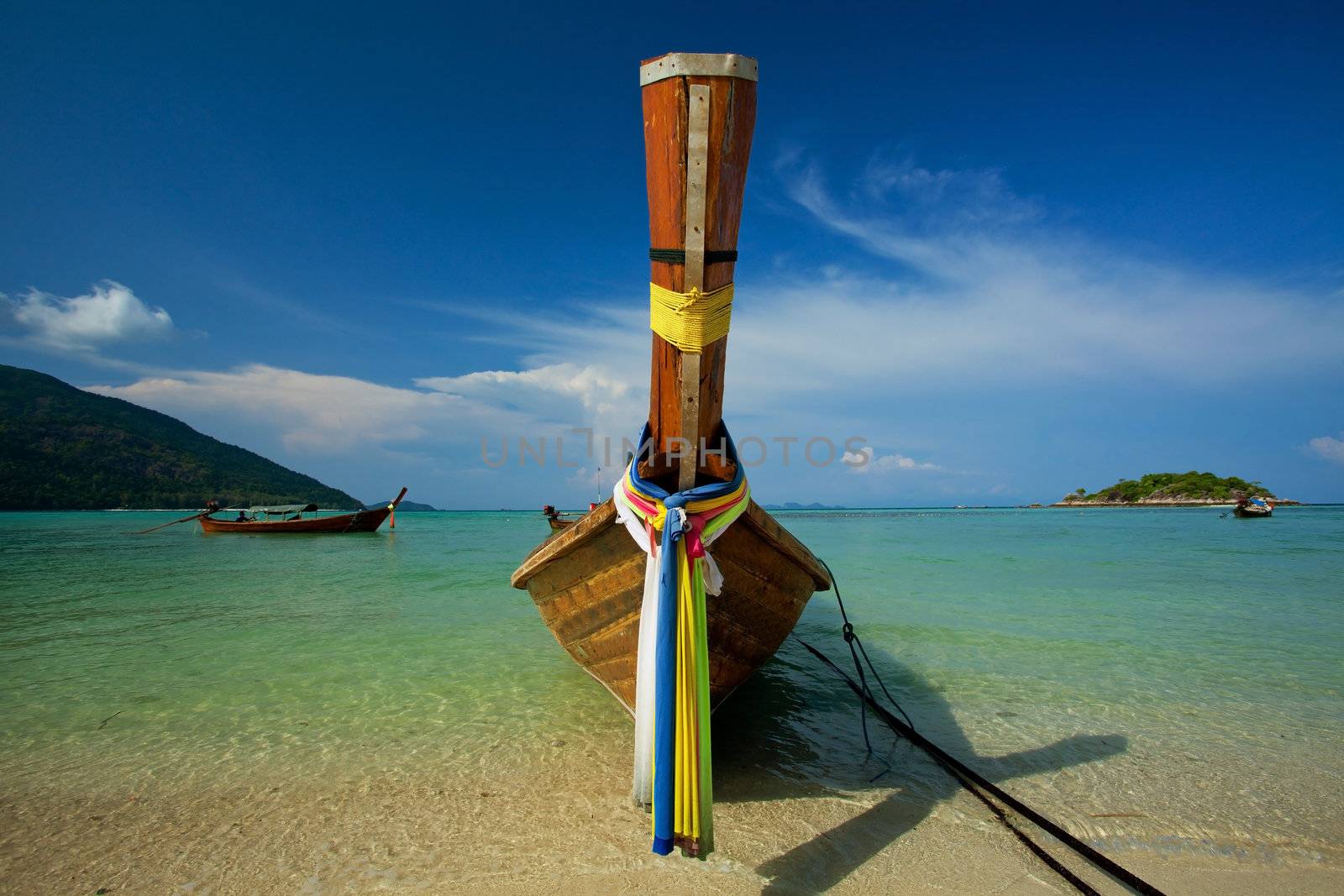 One boat on the sea in Southern of Thailand