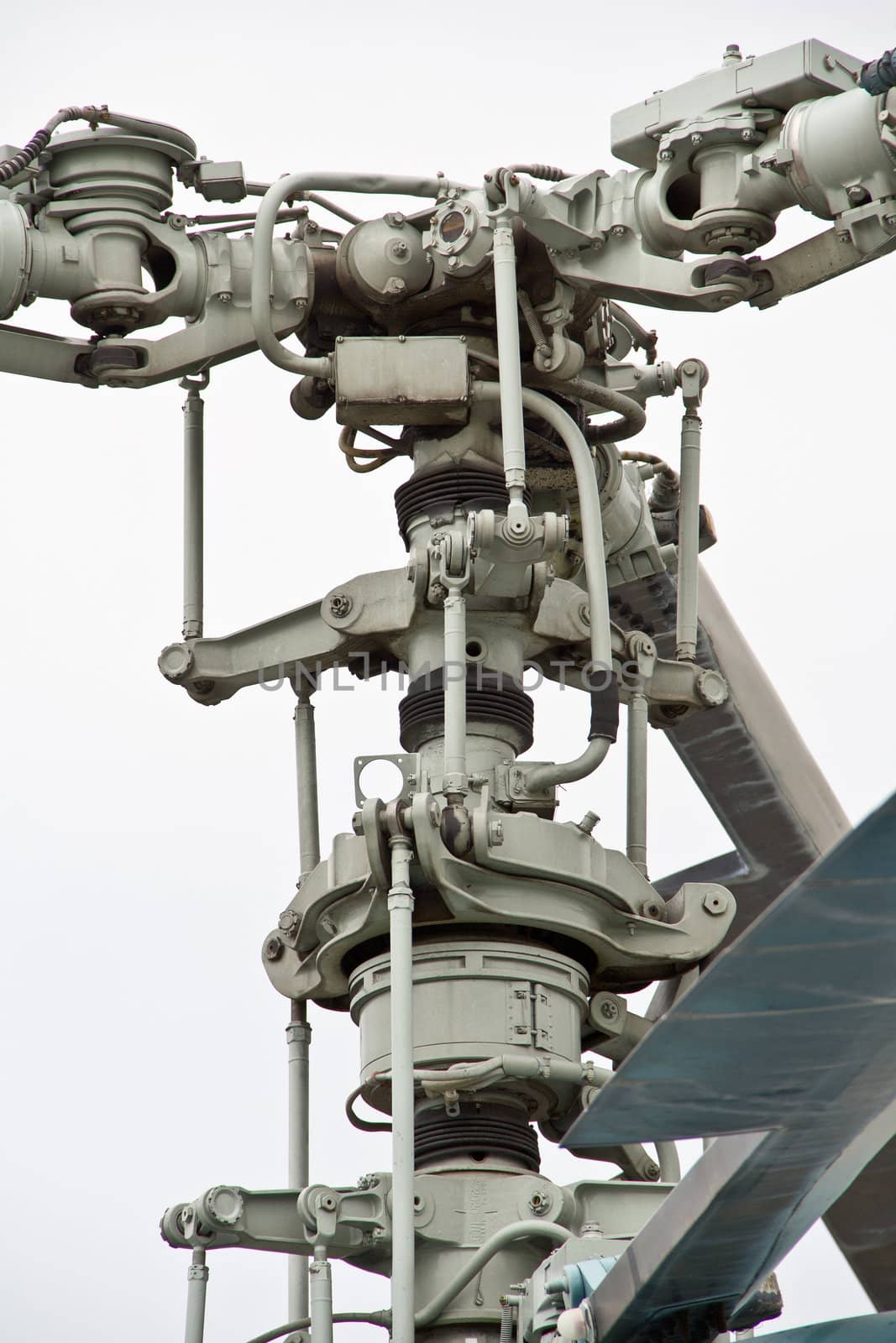 Kamov helicopter rotor hub closeup on white