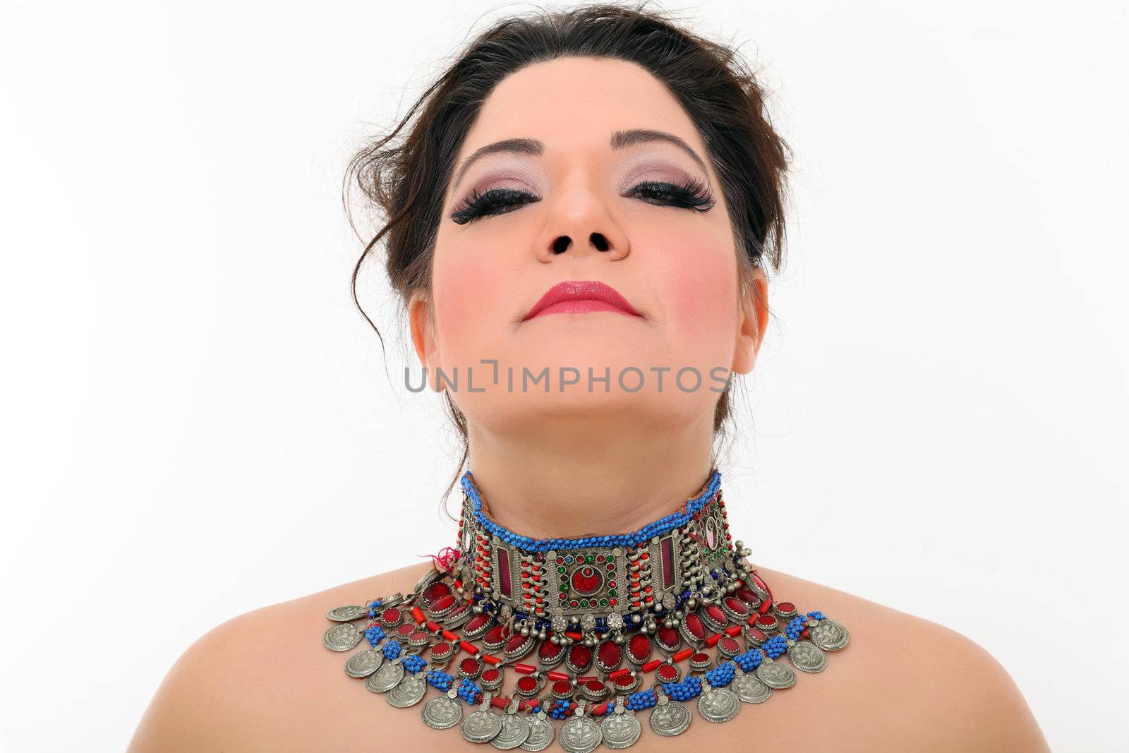 Sexy woman with local artistic necklace