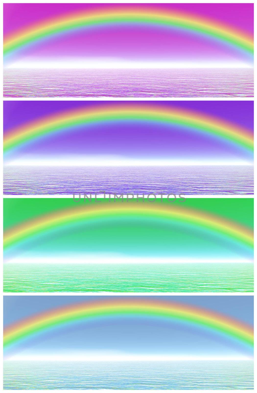 Set of rainbow in different color background