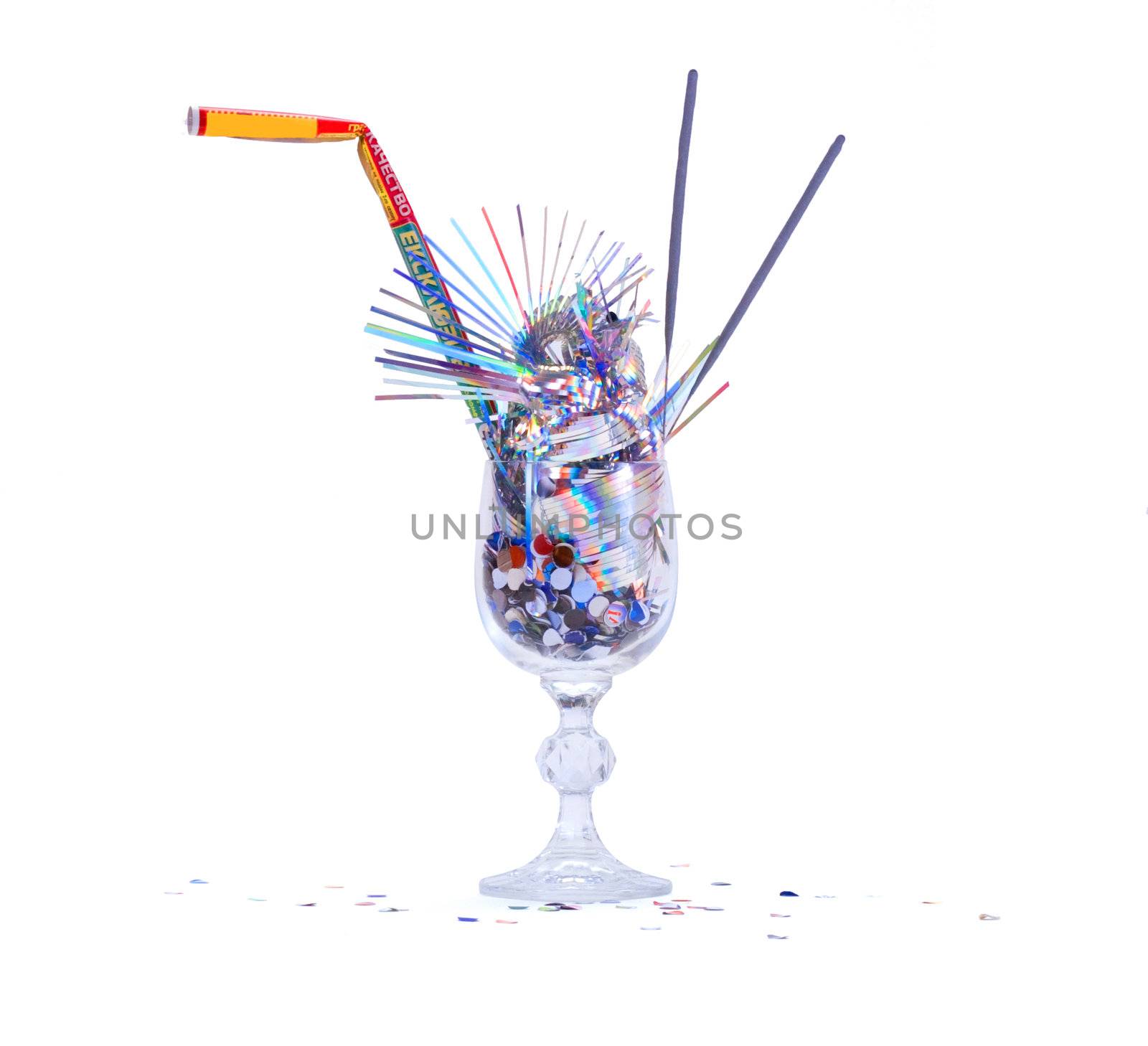 creative cocktail for event made of confetti