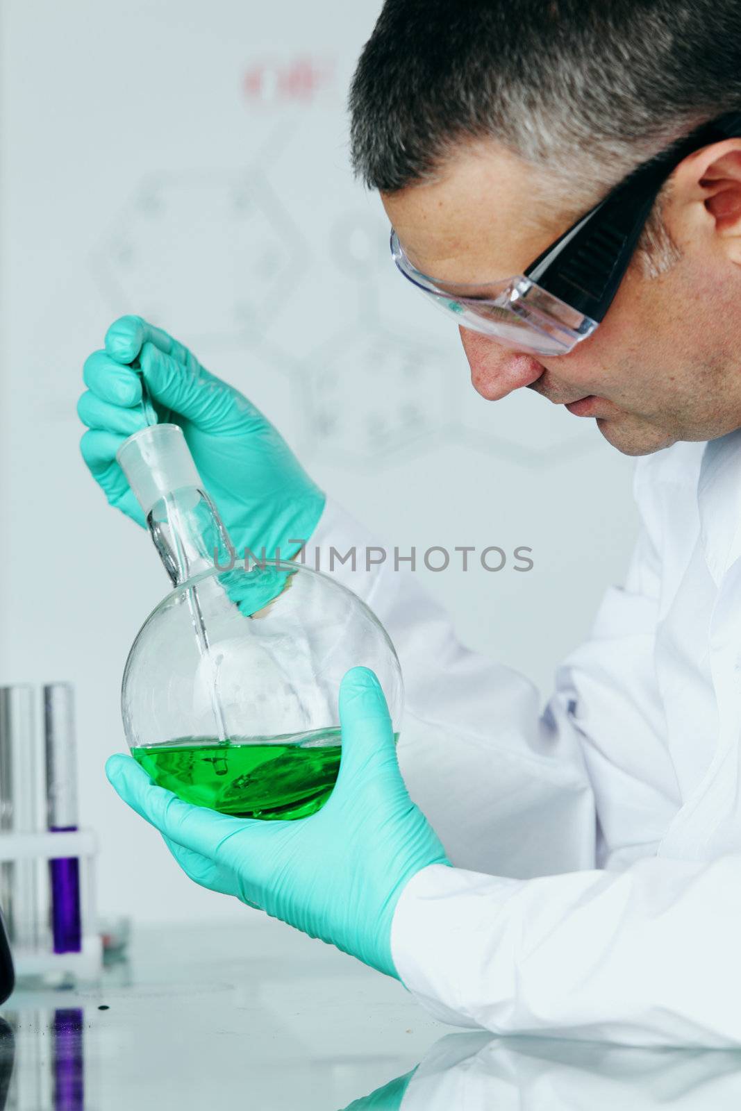 Chemistry Scientist conducting experiments in laboratory