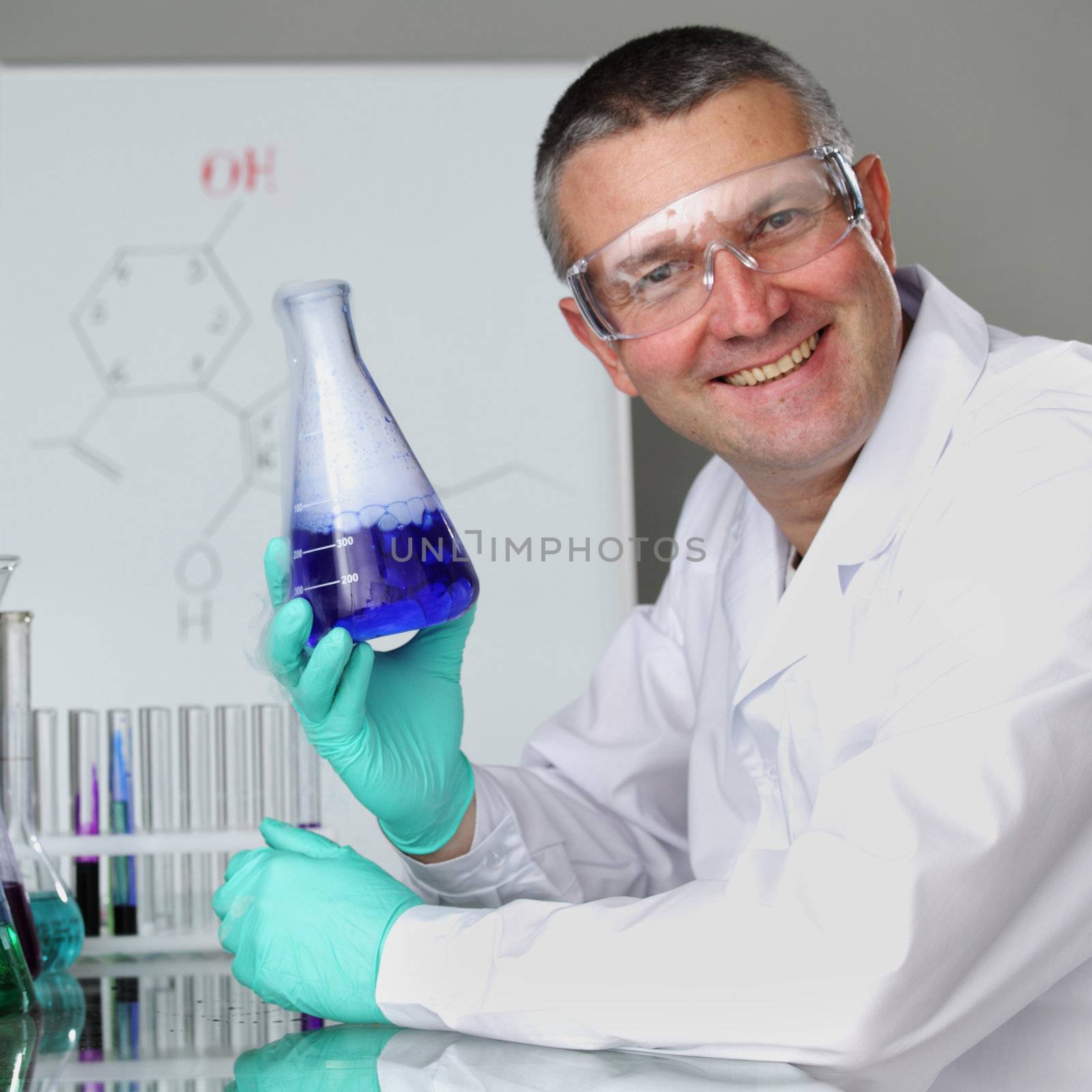 Chemistry Scientist conducting experiments in laboratory