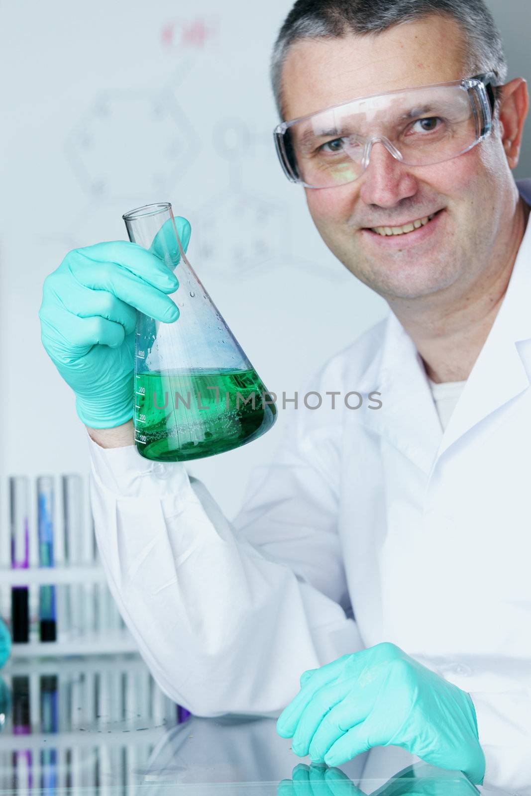 Chemistry Scientist conducting experiments in laboratory