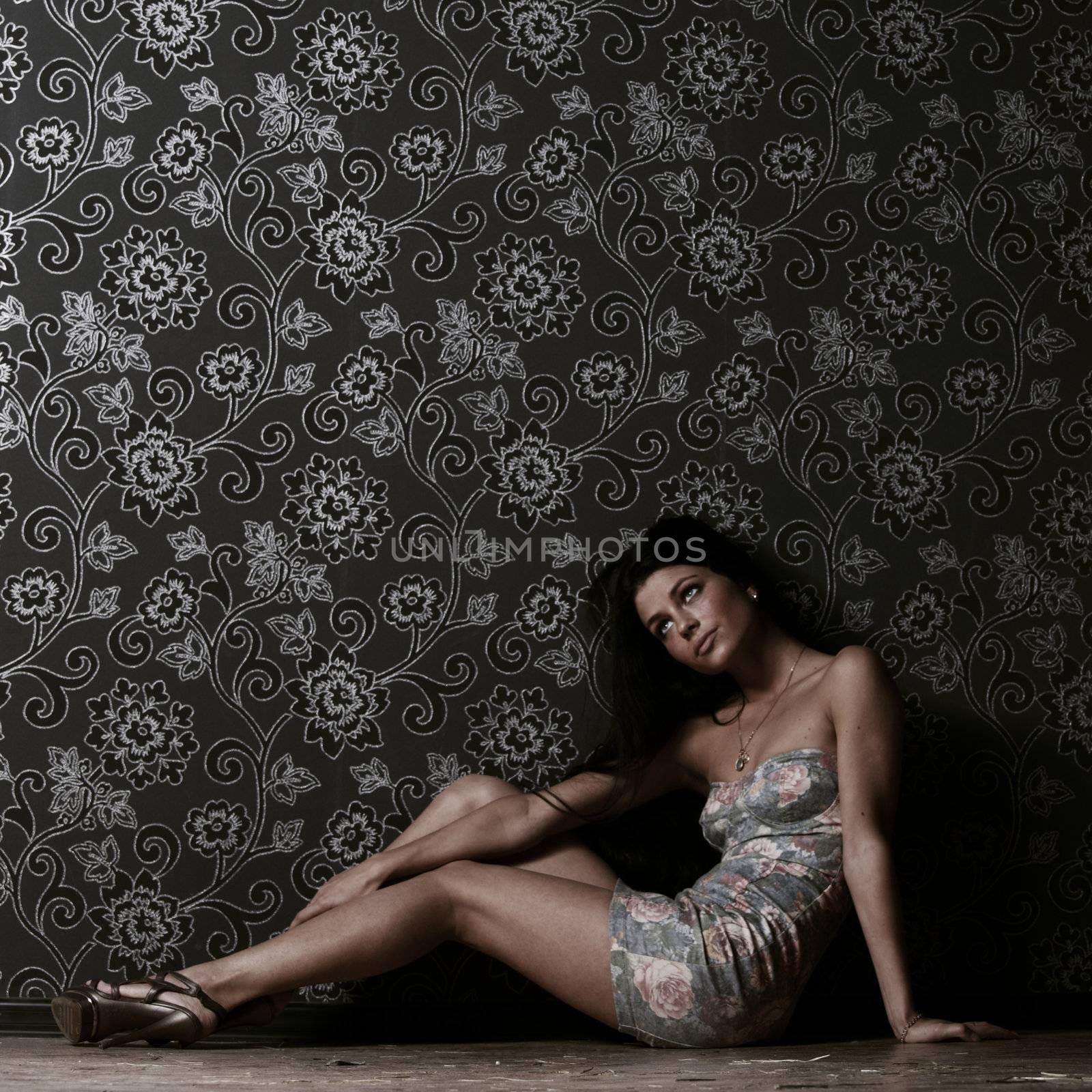 woman portrait on vintage background