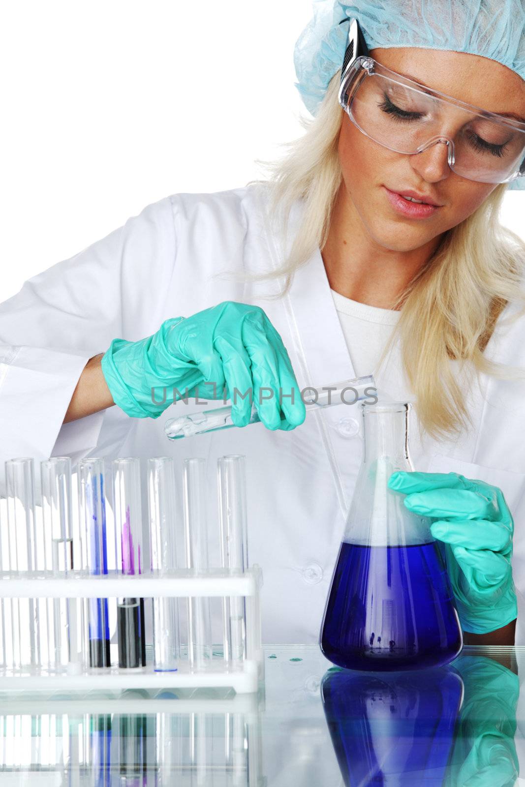 Woman  conducting a chemical experiment