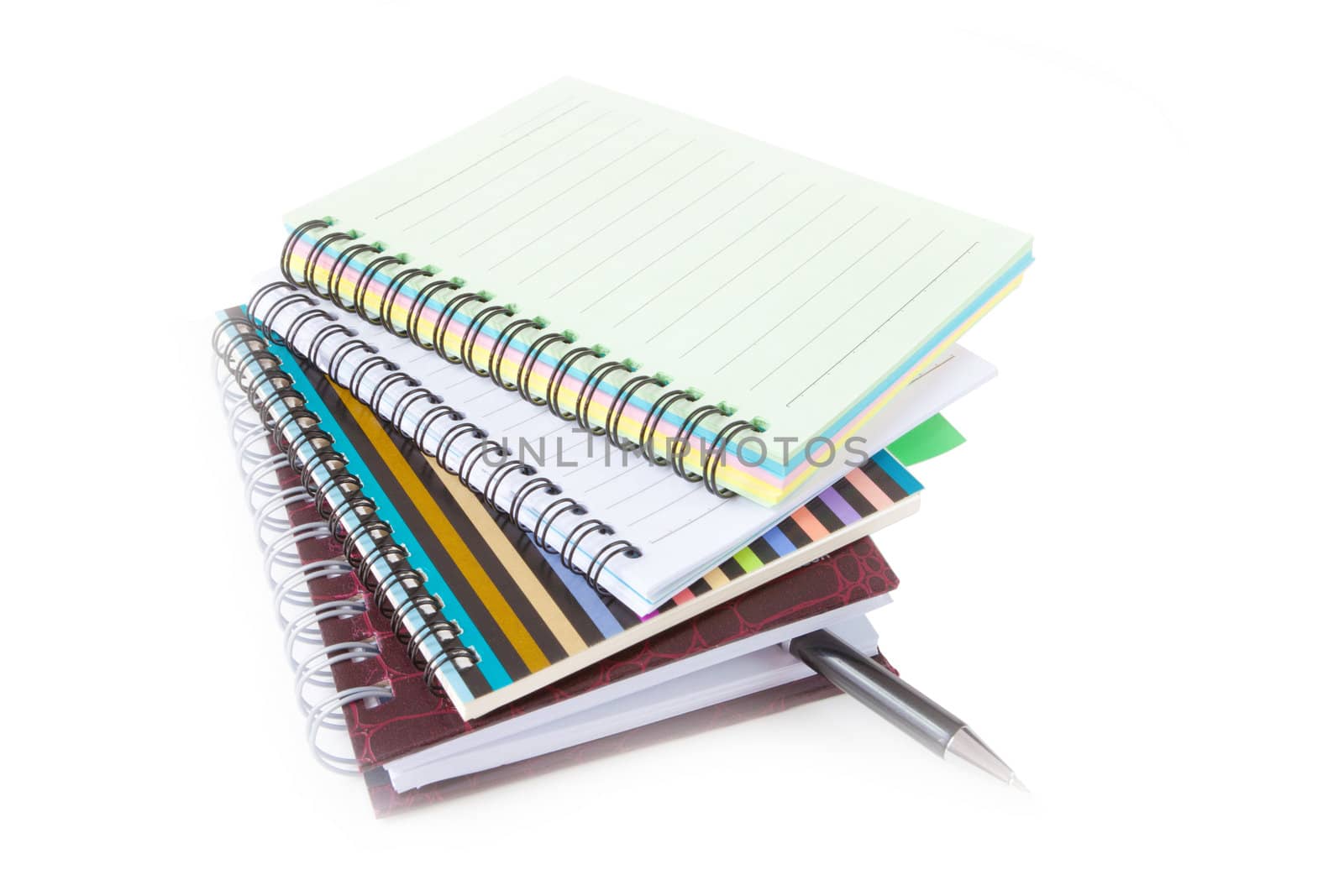 Notebook collection isolated on the white background