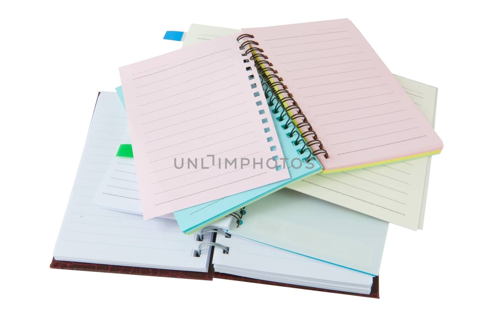 Notebook collection isolated on the white background