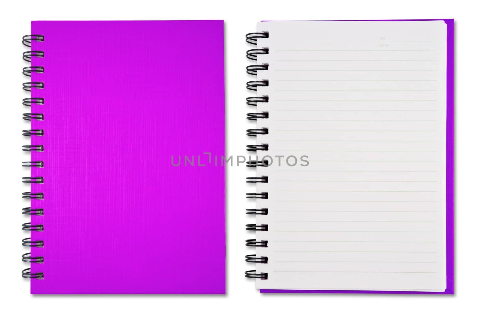 Purple Blank Note Book on white background