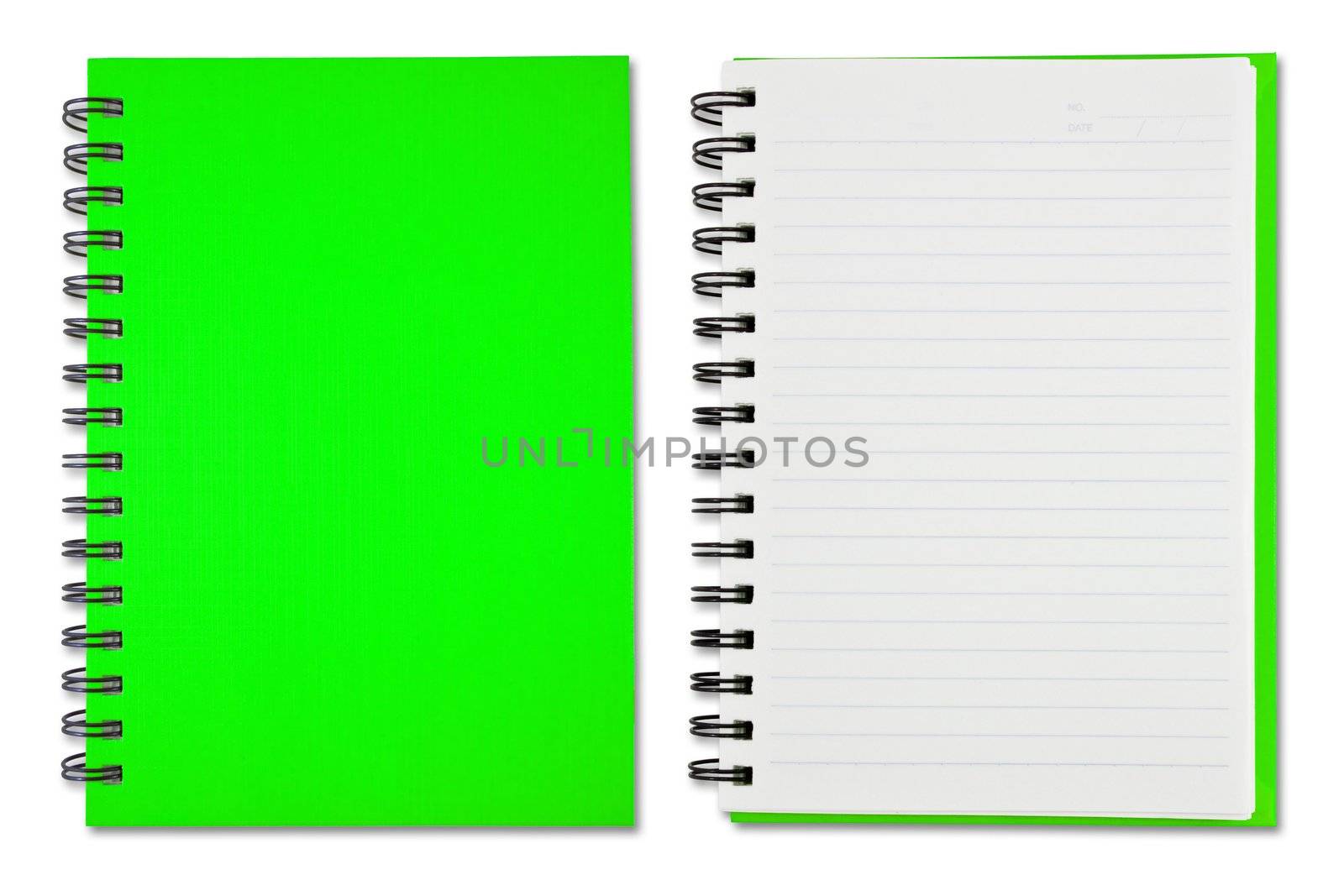 Green Blank Note Book on white background