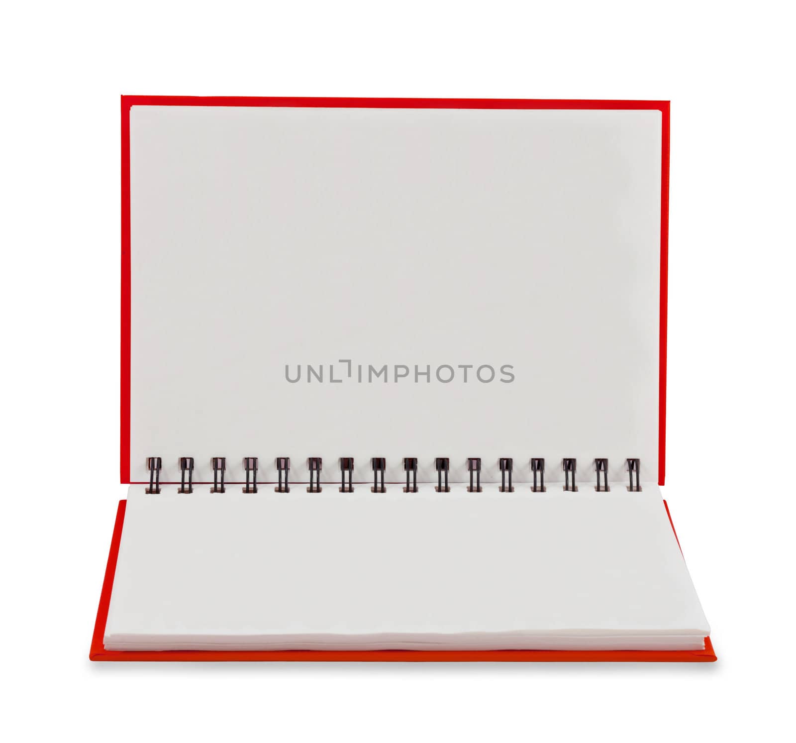 Red Blank Note Book on white background