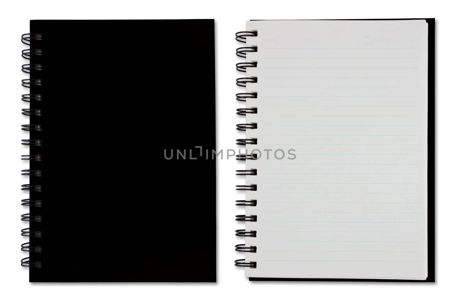 Black Blank Note Book on white background