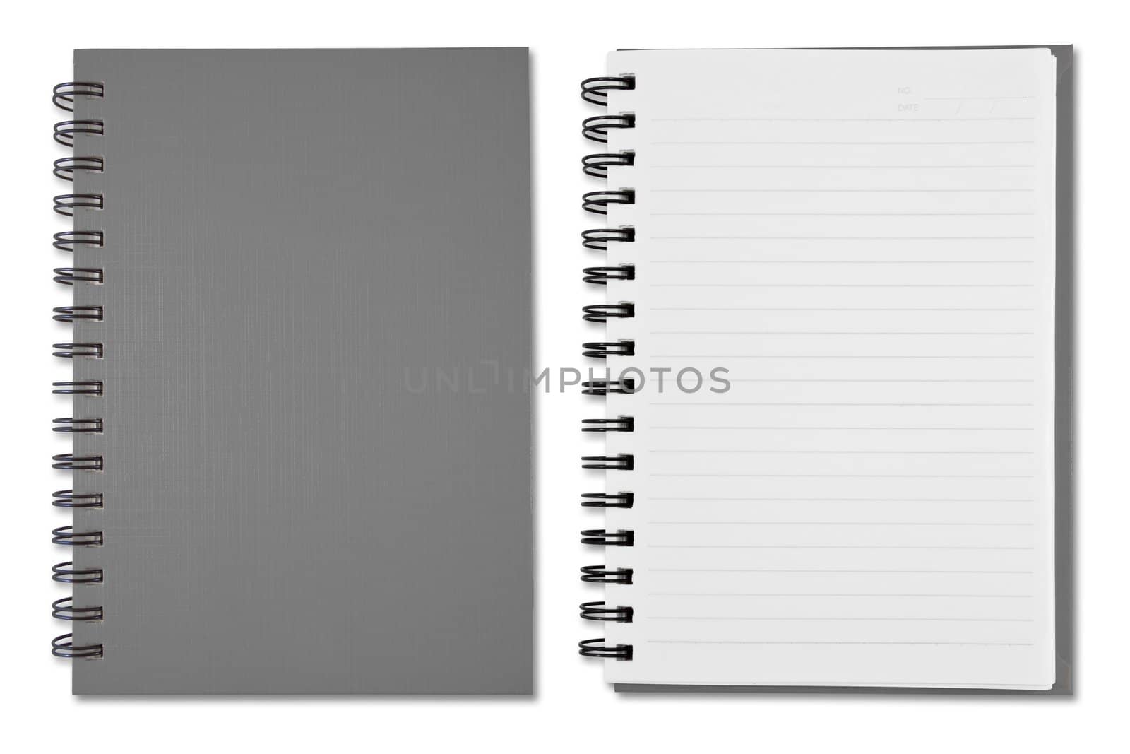 Grey Blank Note Book on white background