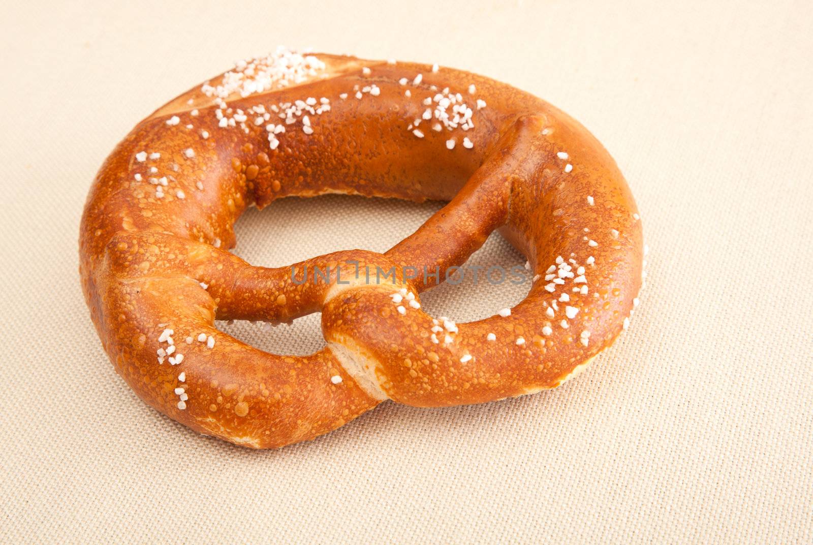 fresh German pretzel (Bretzel) with salt, with copy space.