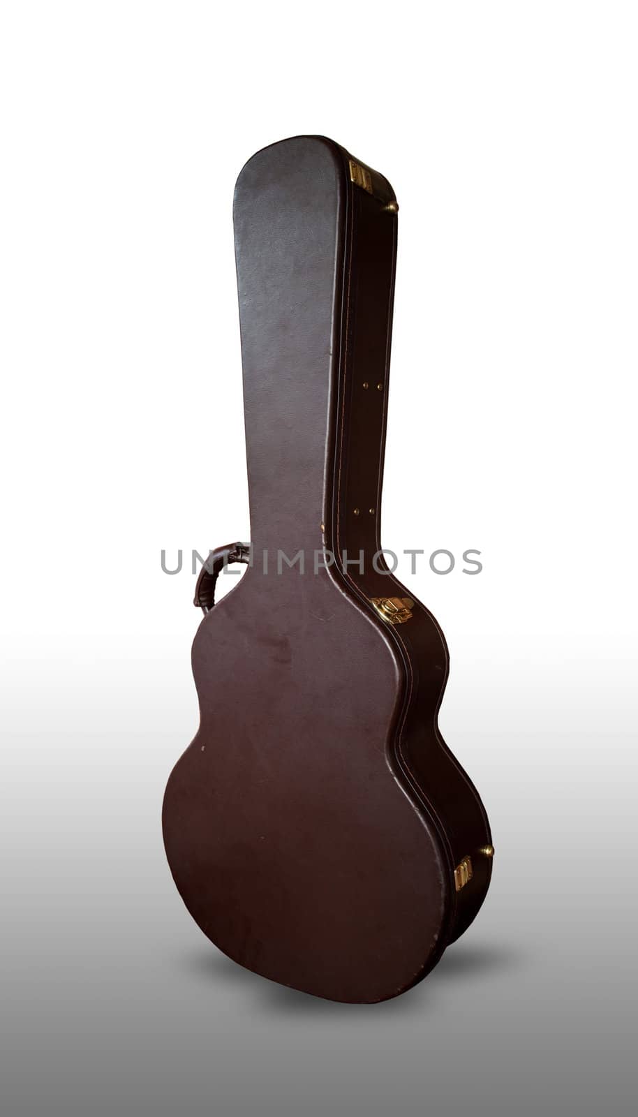 Brown guitar case isolated on the white