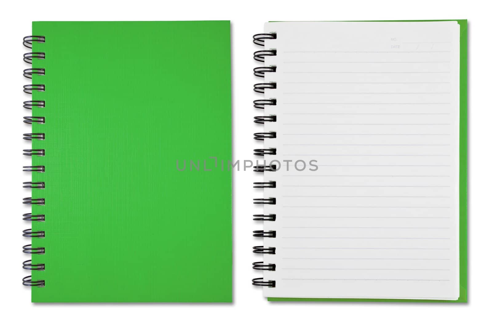 Green Blank Note Book on white background