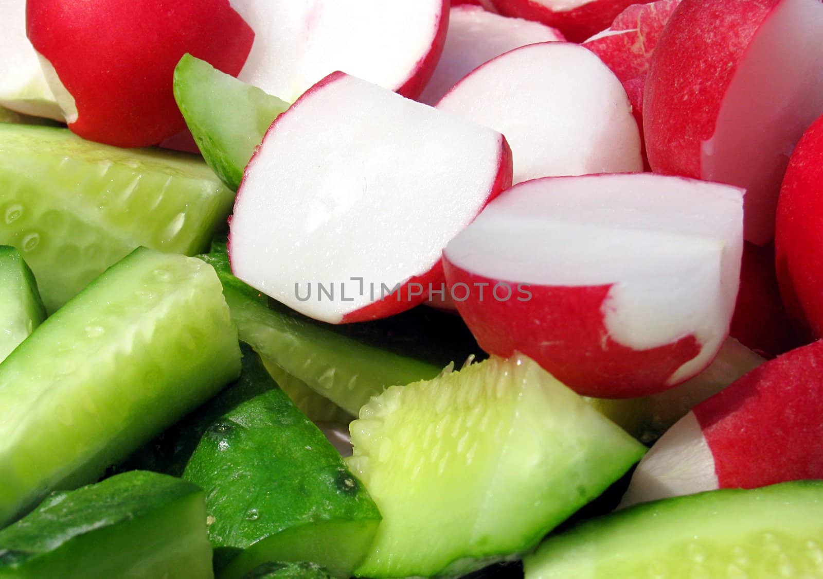 radish and cucumbers