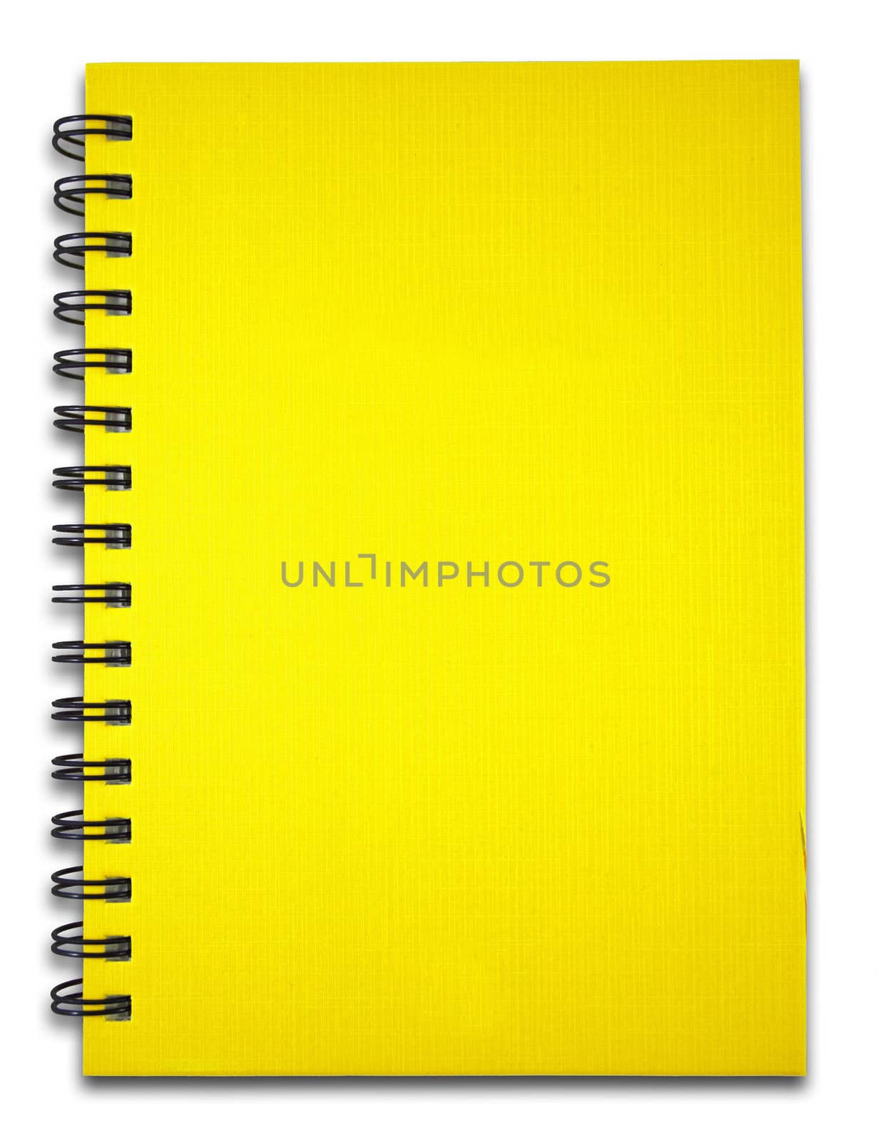 Yellow notebook on the white background