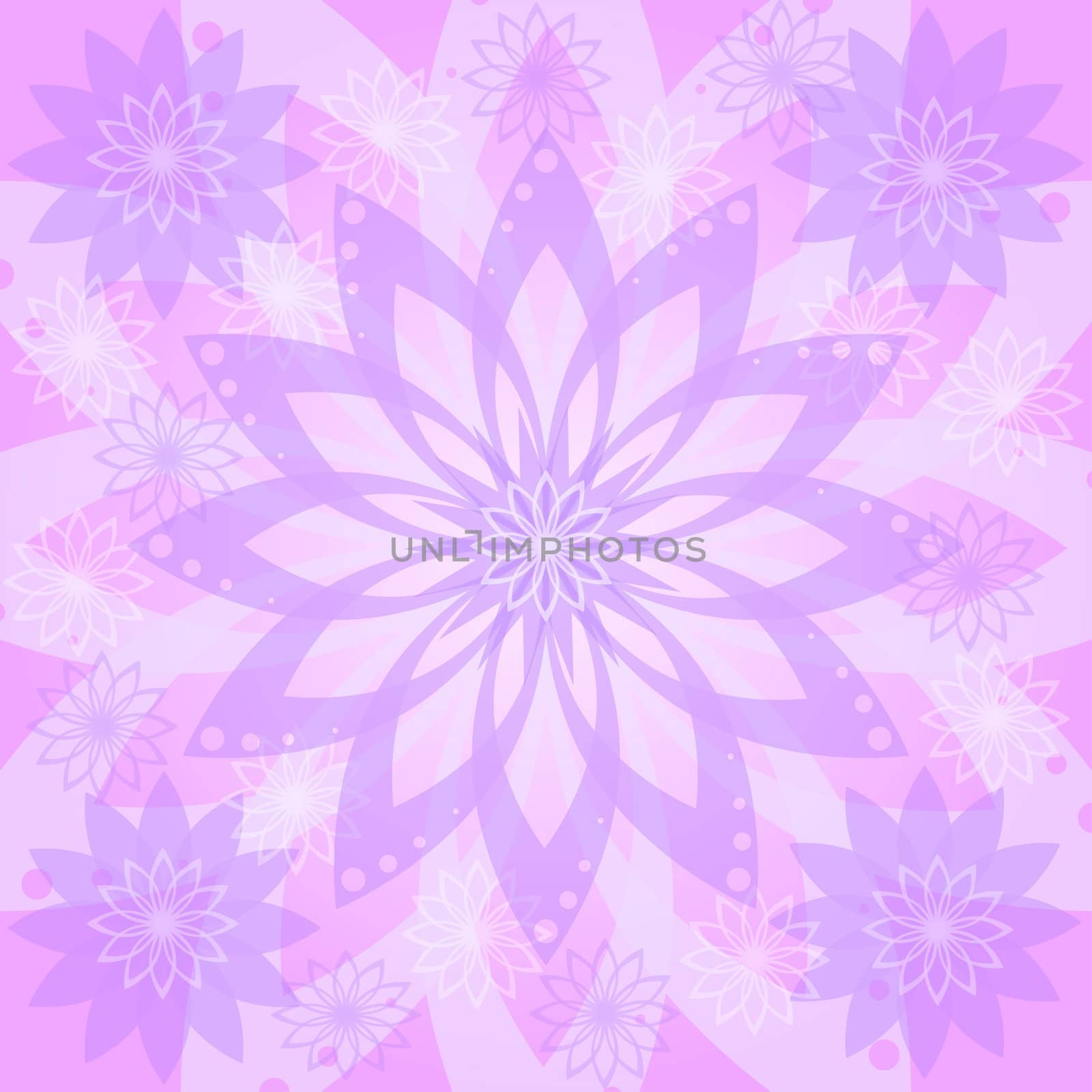 Abstract pink, lilac and white floral background: flowers silhouettes and contours