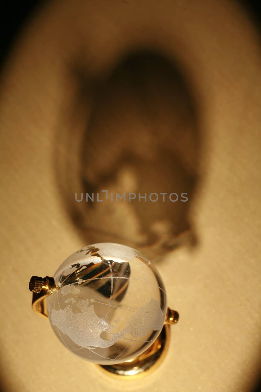 a glass globe in dramatic lighting............