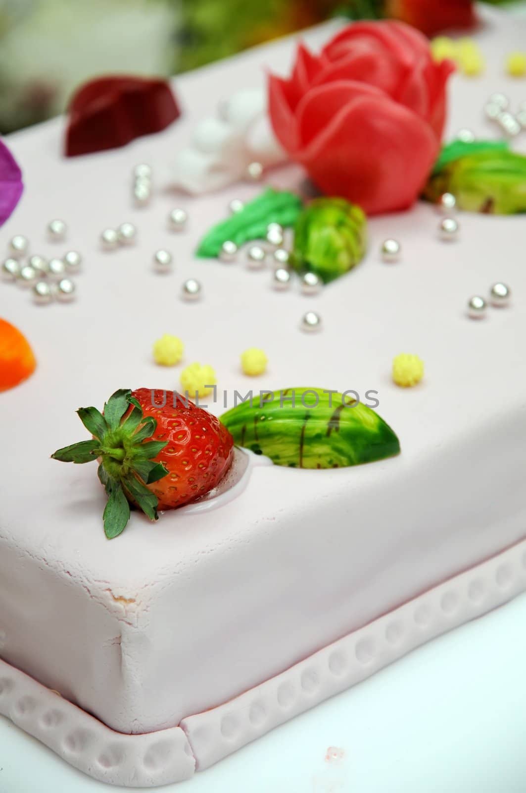 Fresh strawberry on the cream cake