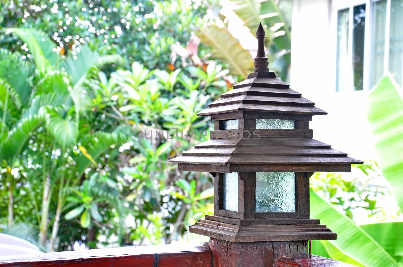 Old lamp made of wood