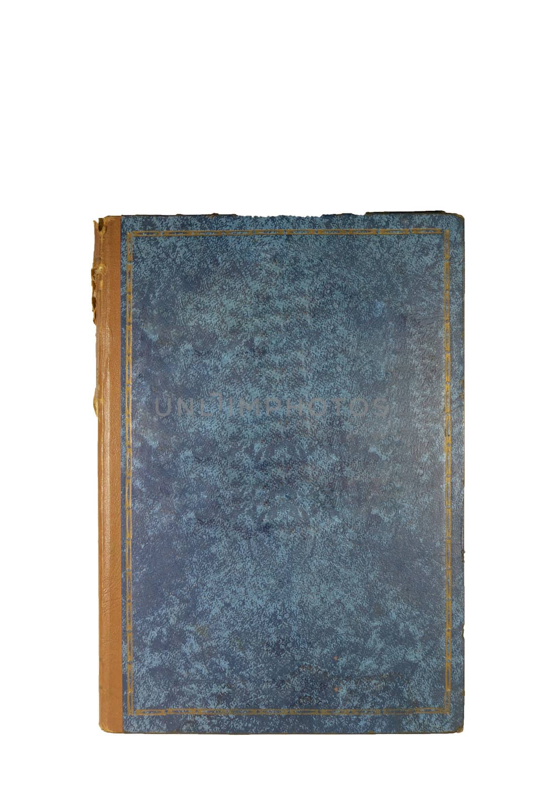 vintage textured book cover isolated in white background.