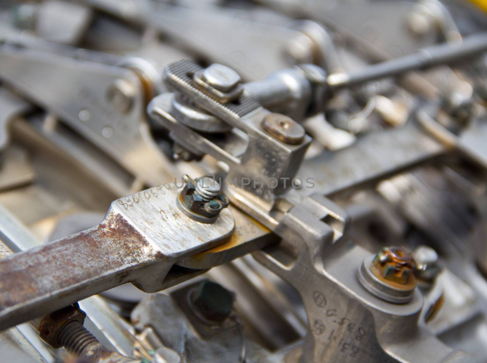 Technology background with old engine metal details