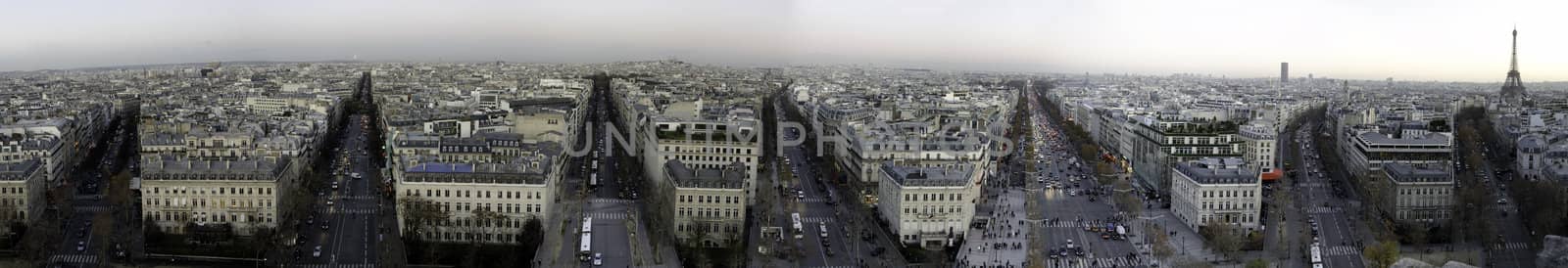 Panoramic view of Paris from Triumph Arc, France