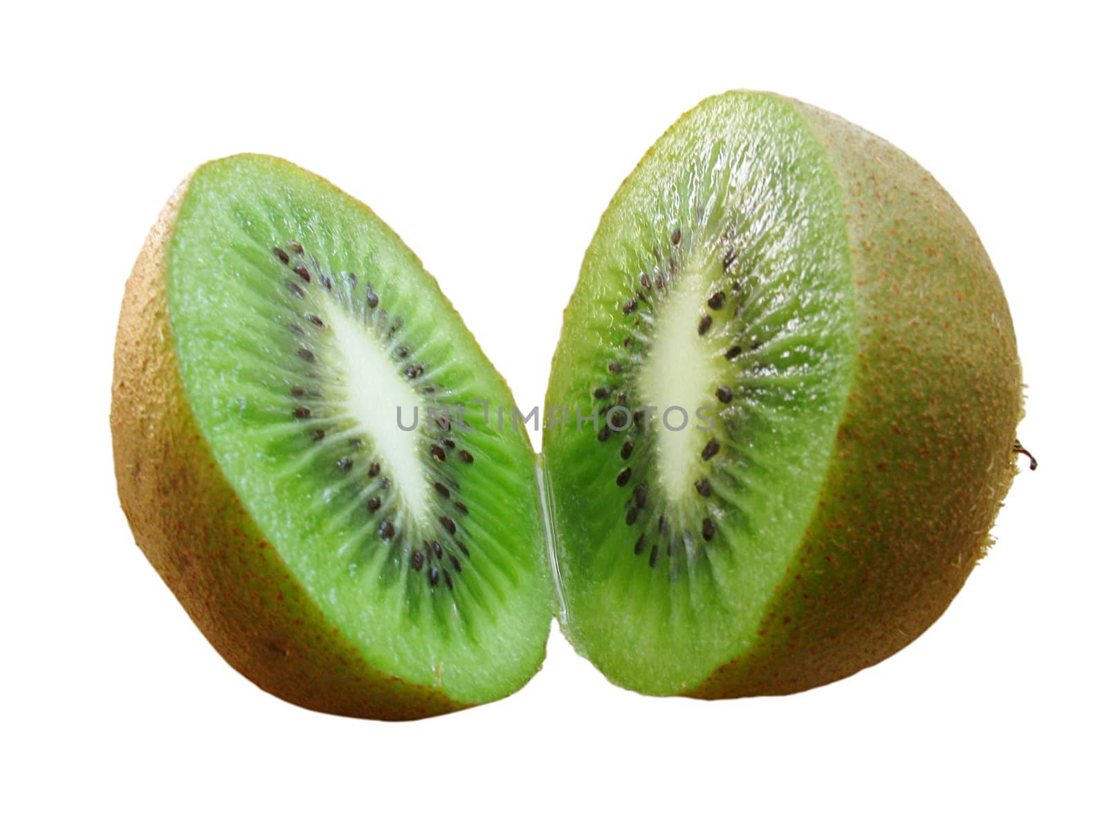 cut of kiwi over white