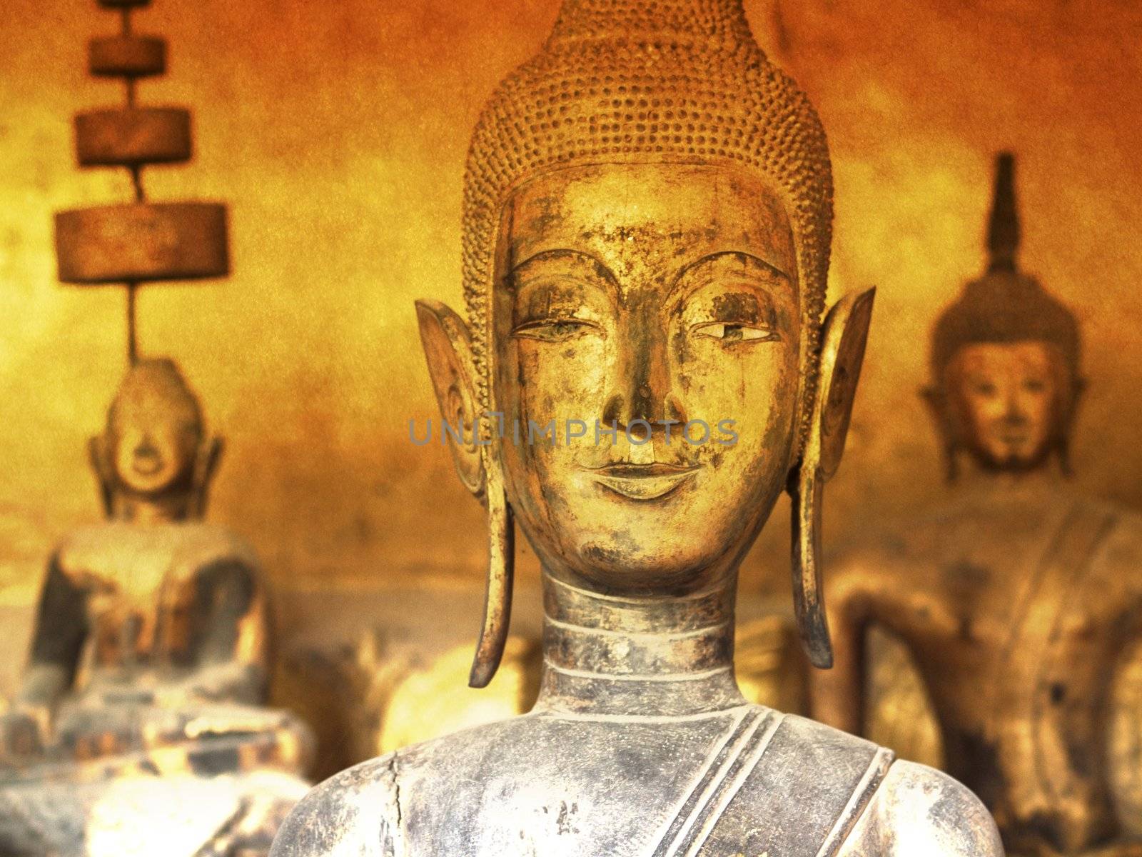 Buddha statue in Laos  on graduated texture