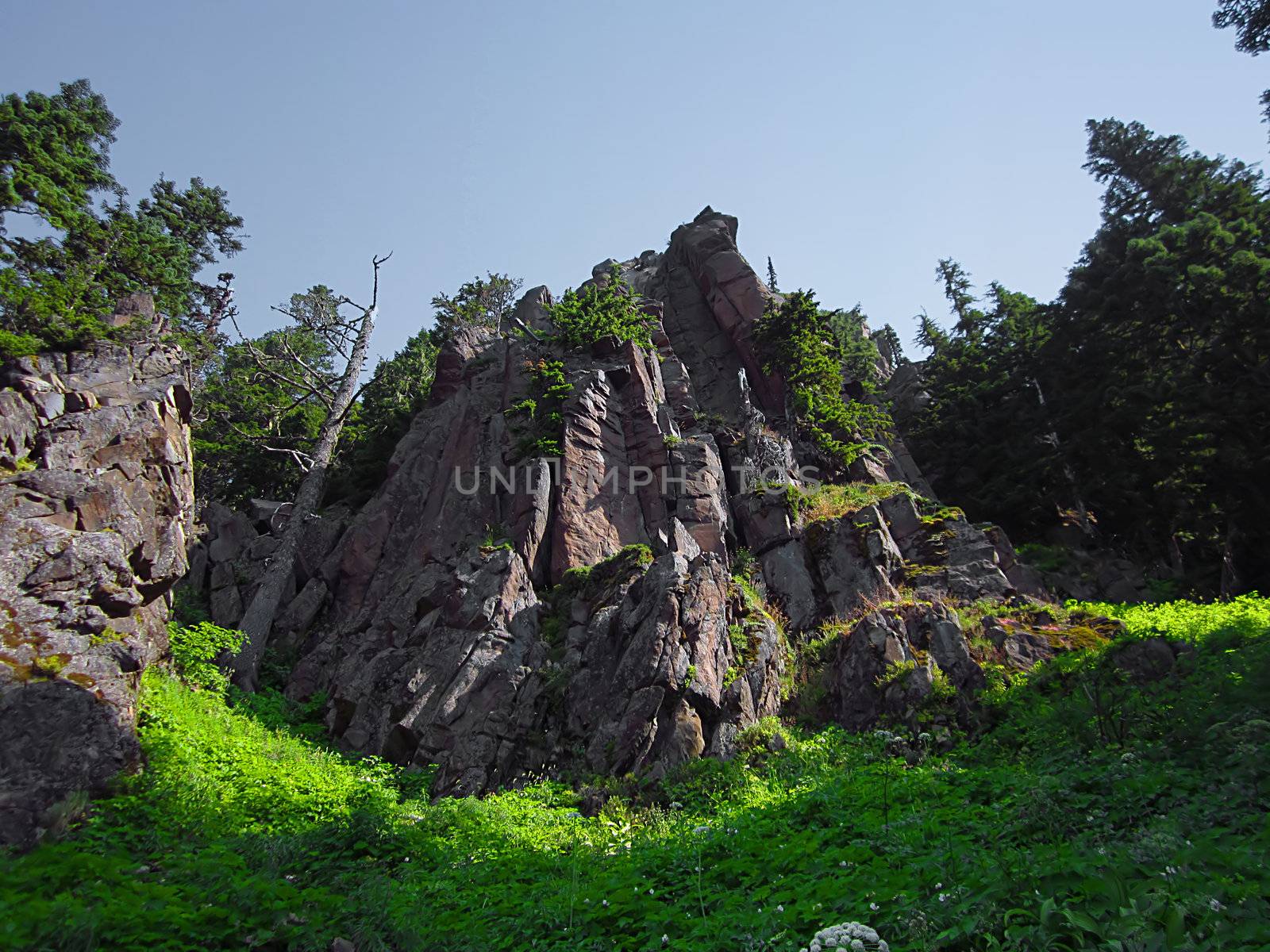 A photograph of a mountain landscape.