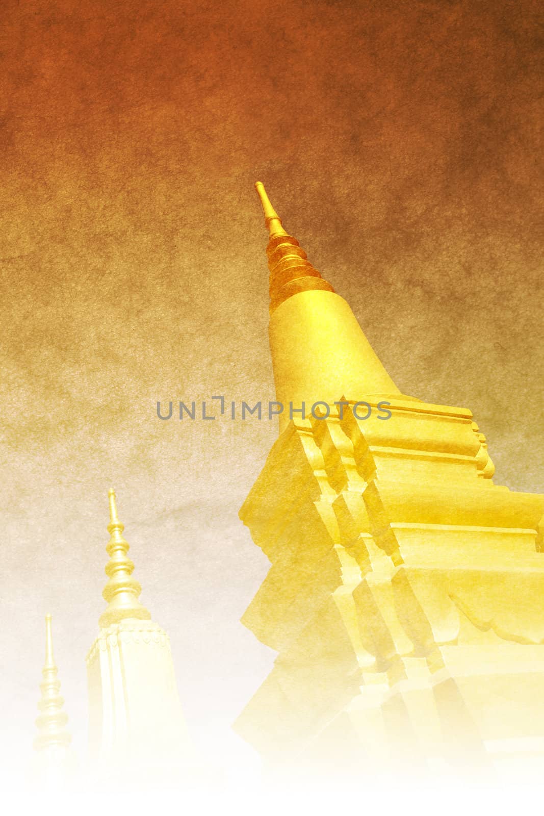 Temple in Siem Reap Cambodia with  soaring towers with grunge background