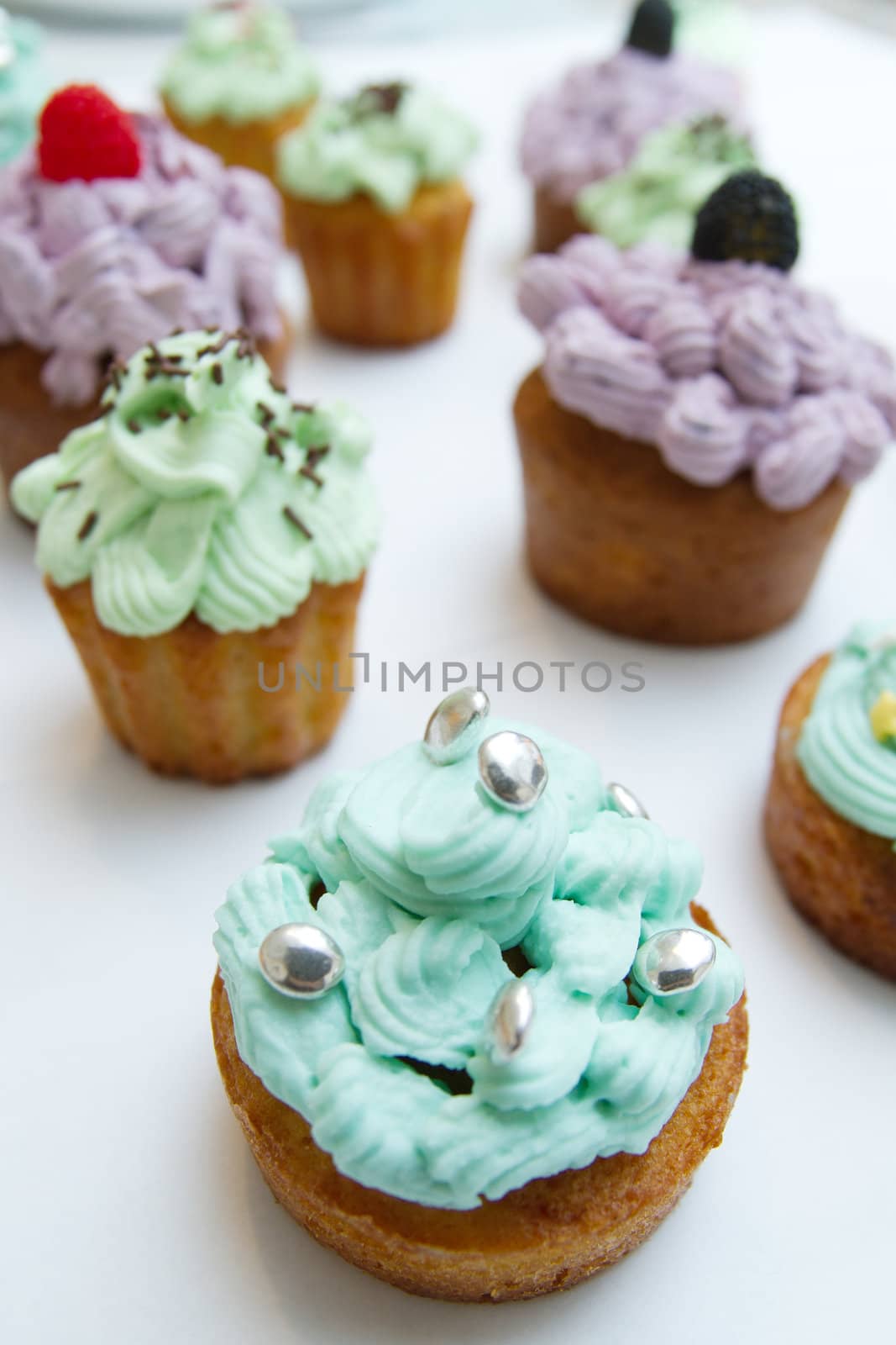 Some cupcakes on white background