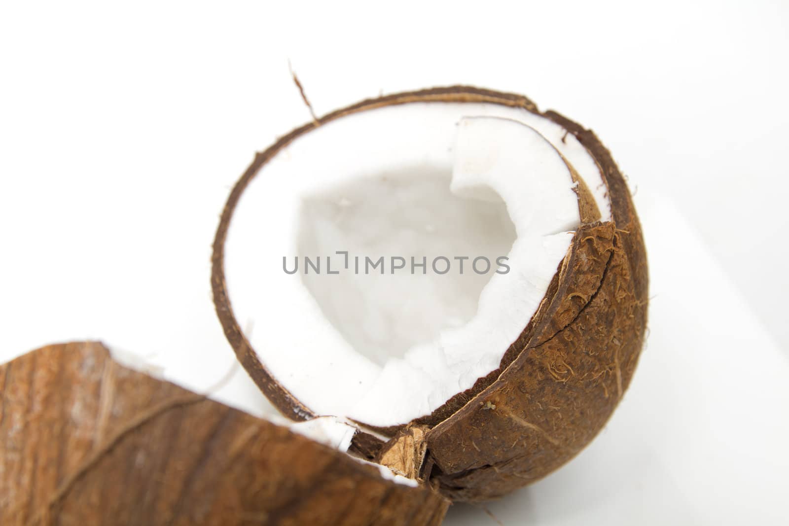 The split coco on a white background