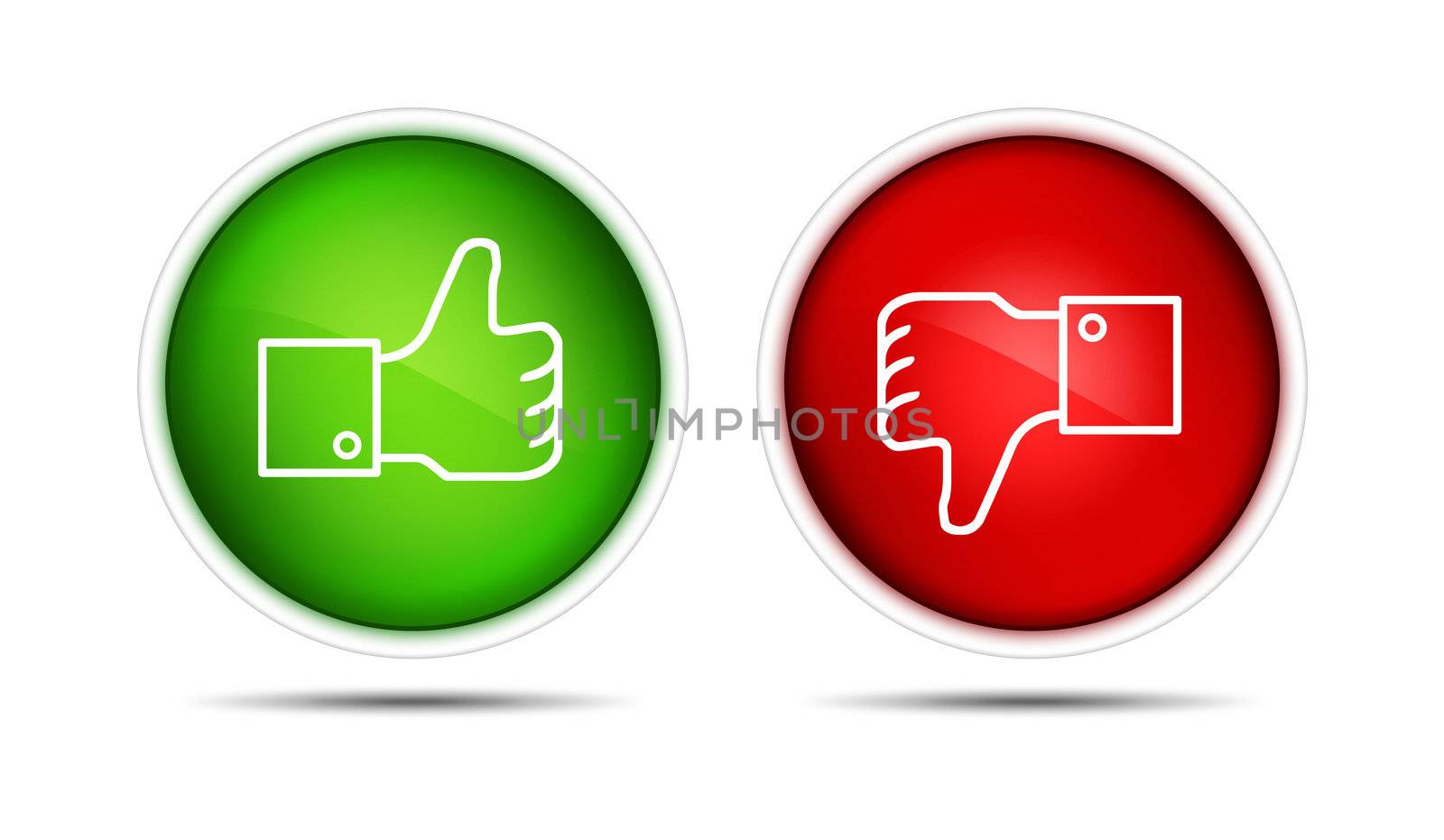 lIllustration of the thumb up and thumb down buttons. Isolated on white.