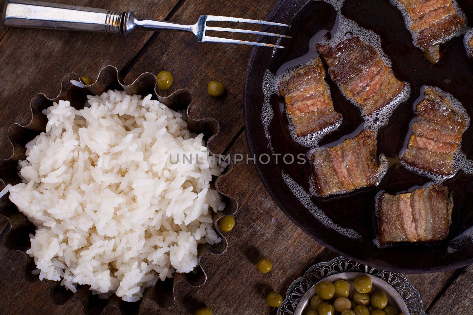 Boiled rice with meat by IuraAtom