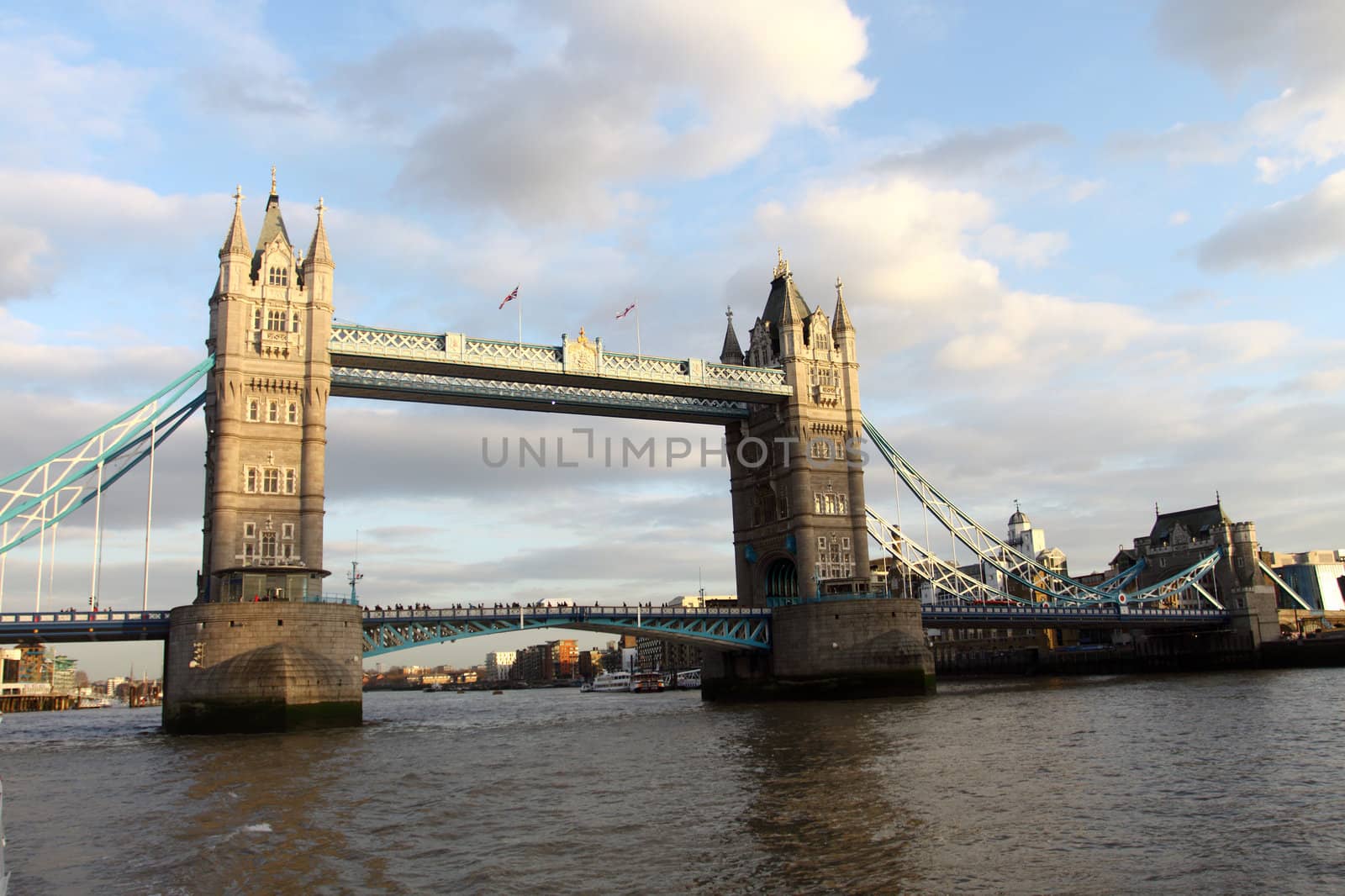 Tower Bridge over the River Thames in London.