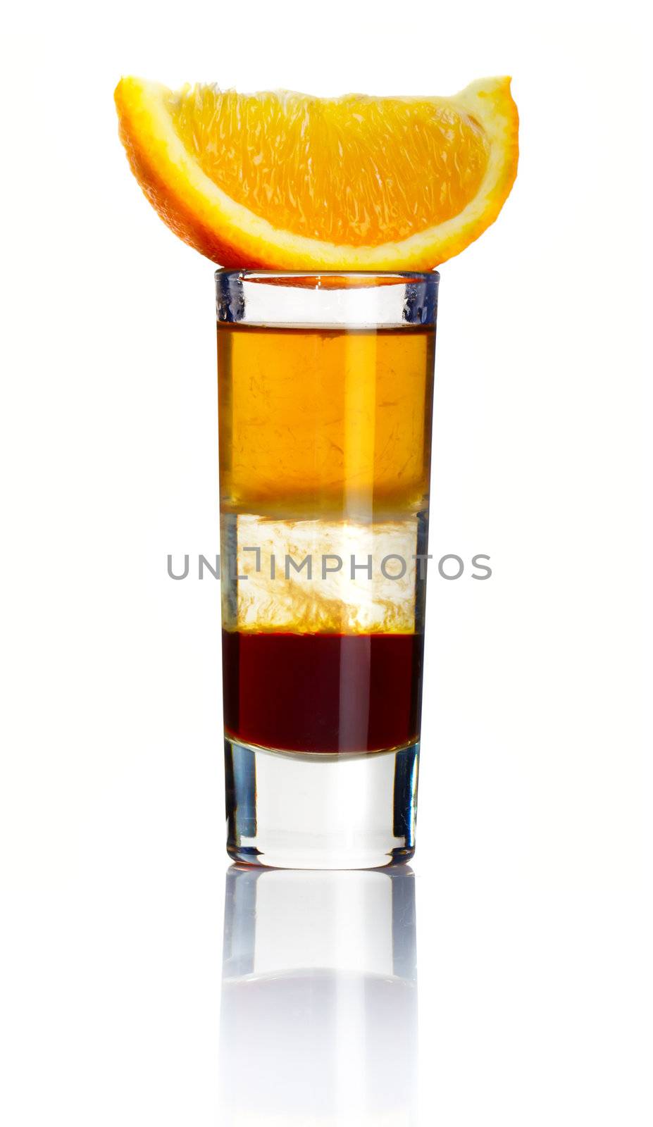 Sliced short alcohol cocktail isolated on white by alphacell