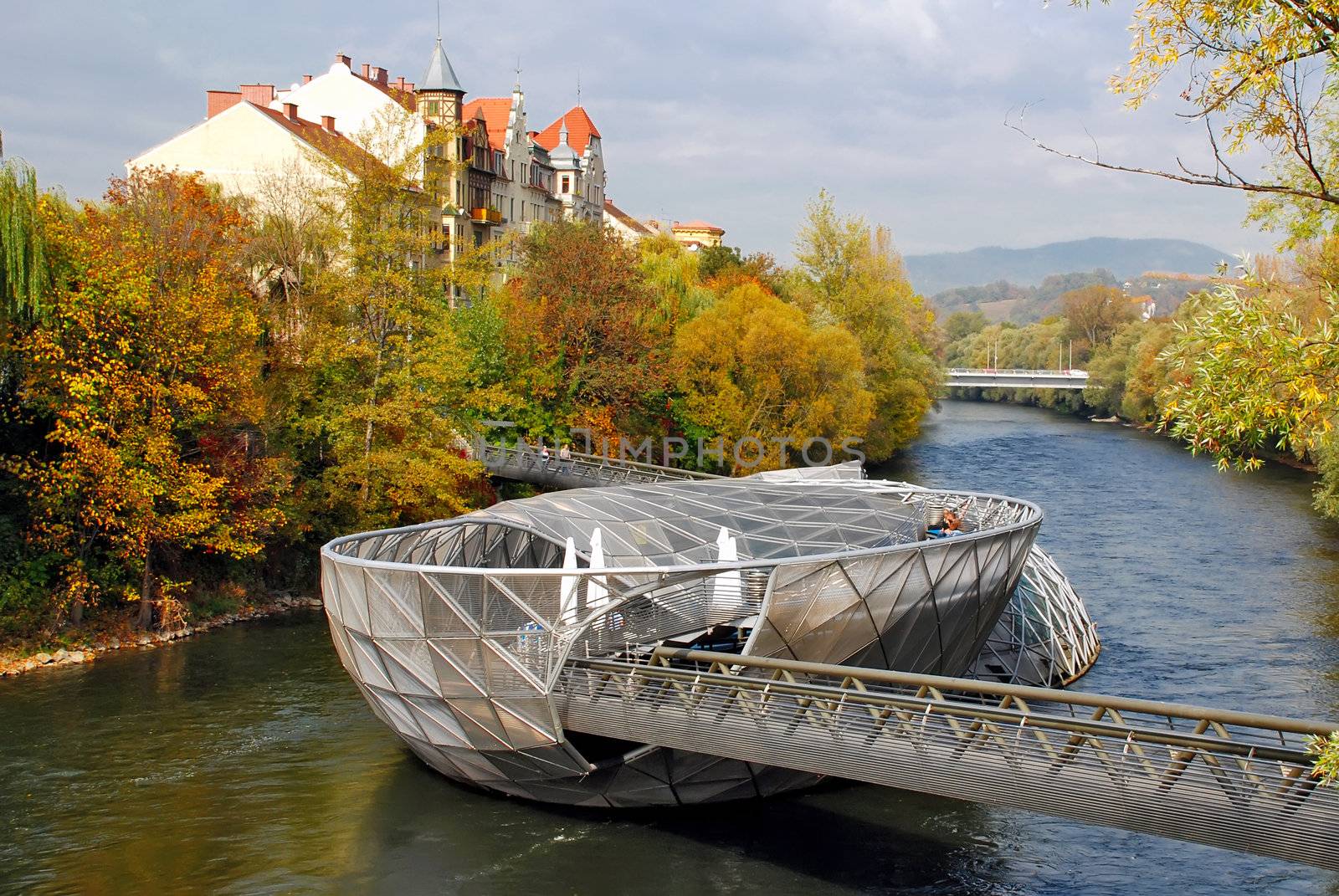 View of the island in the Mur - Graz Austria