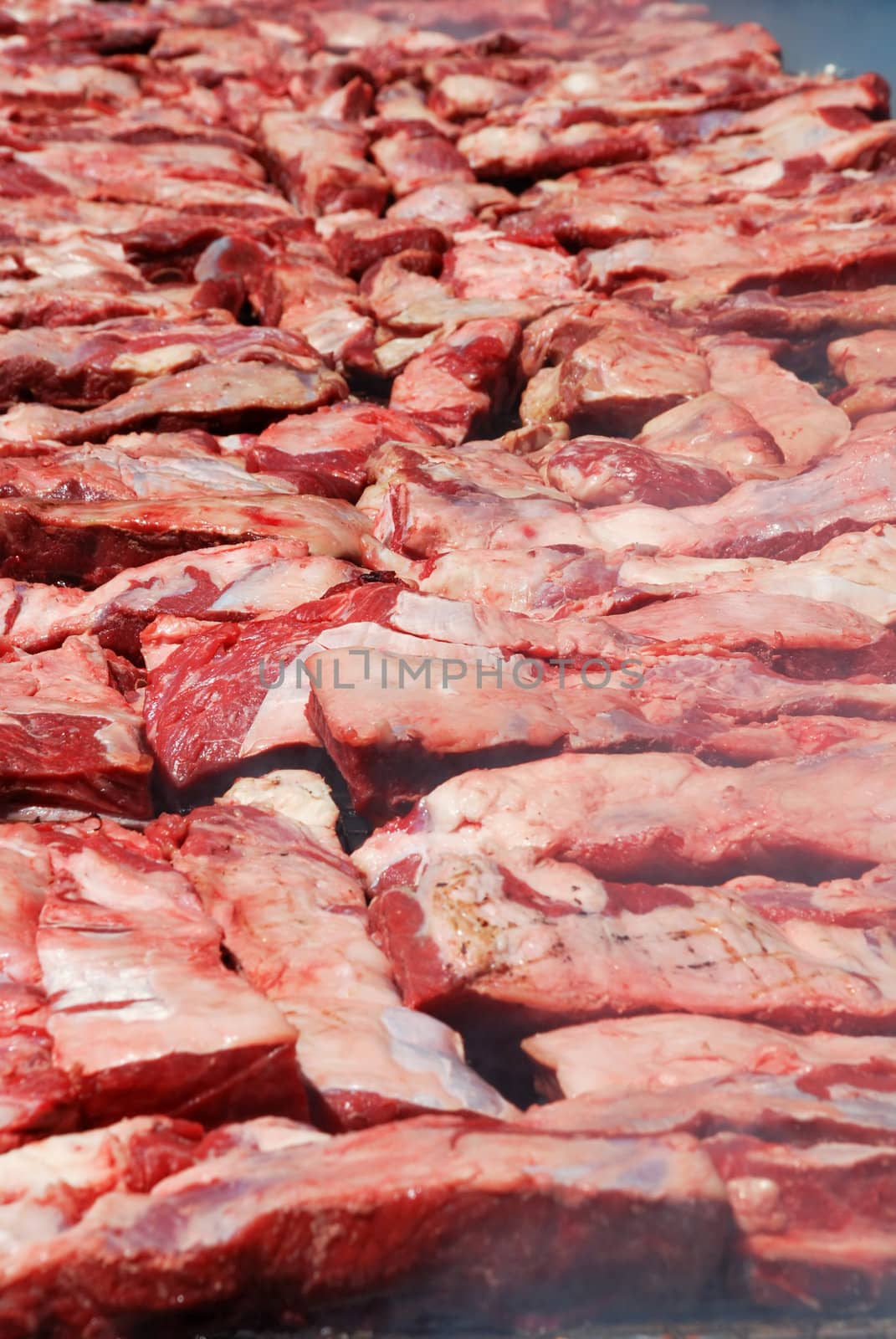 Big traditional Argentinean barbecue cow meat Vacio