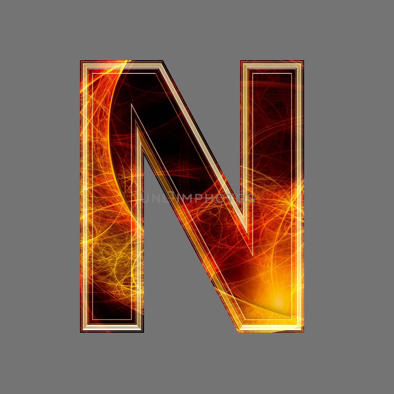 3d abstract and futuristic letter - N