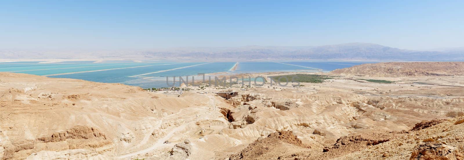 Desert landscape near the Dead Sea at bright noon