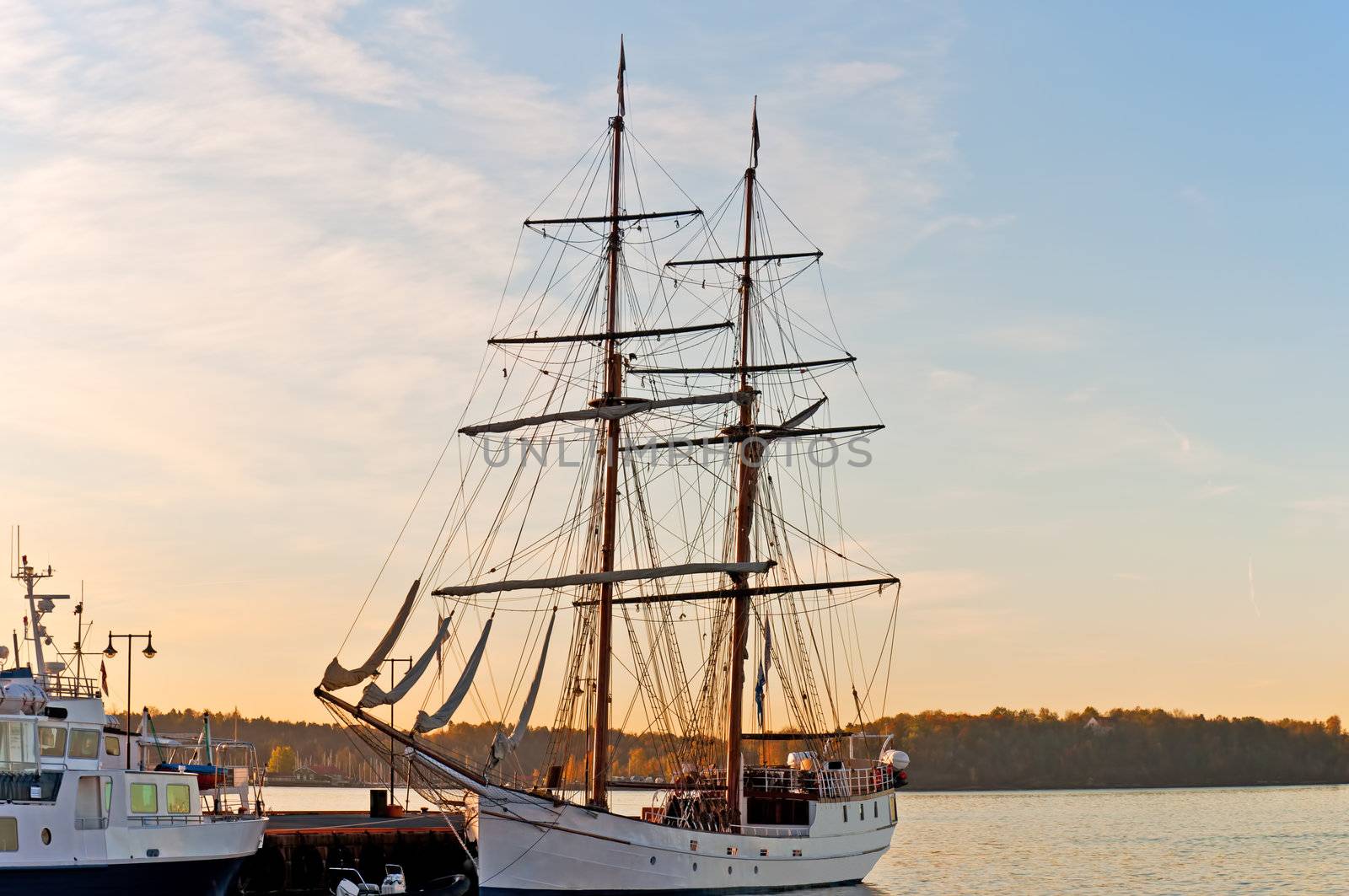 Tall ship at pier  Oslo Fjord Norway