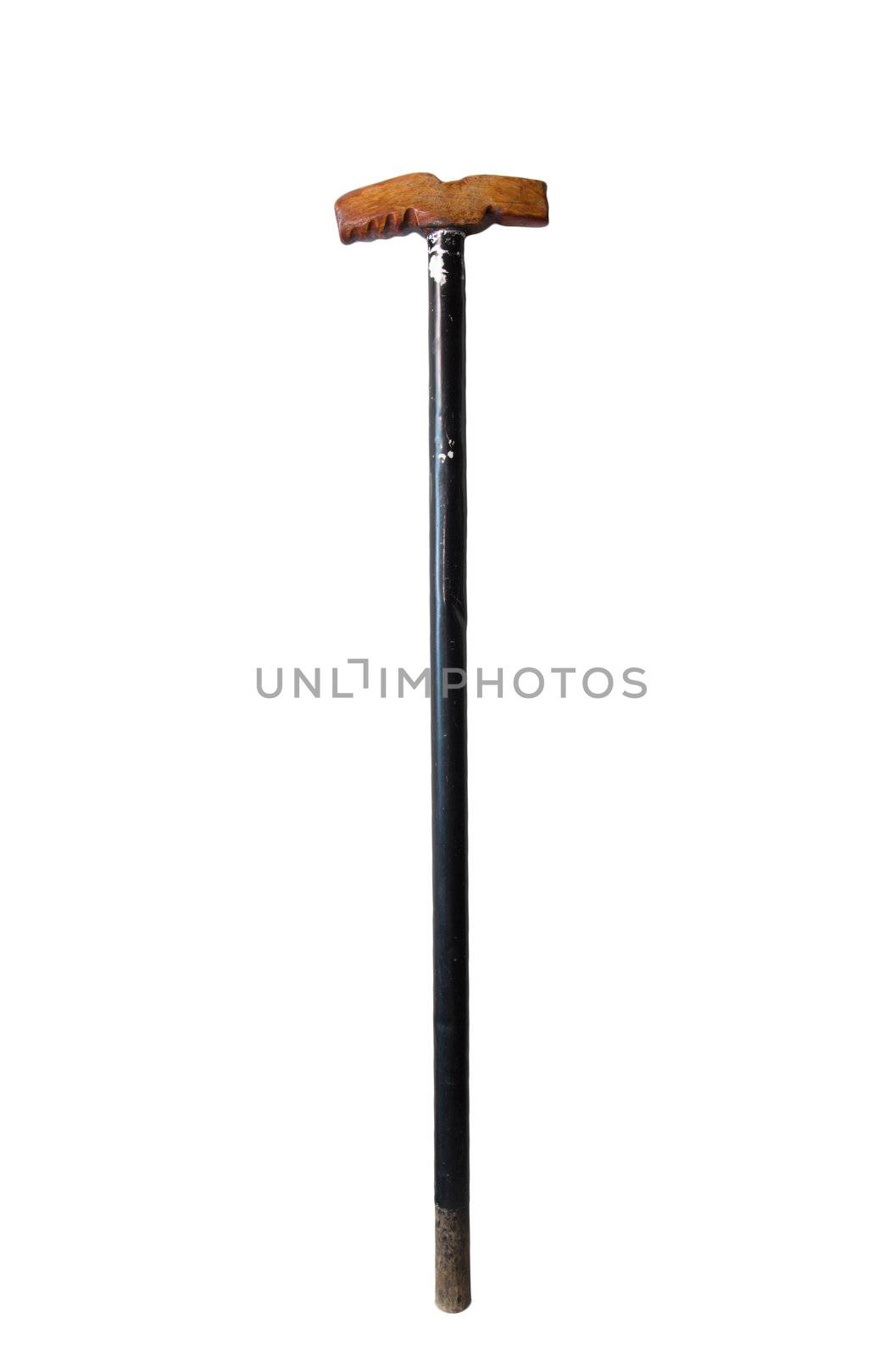 old crutch on a white background