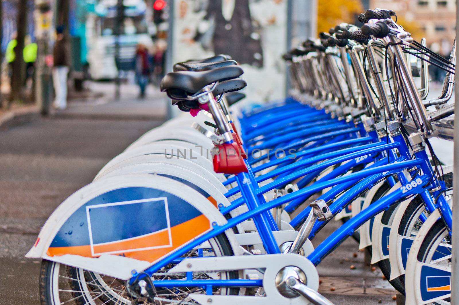 City bicycles  in line by Nanisimova