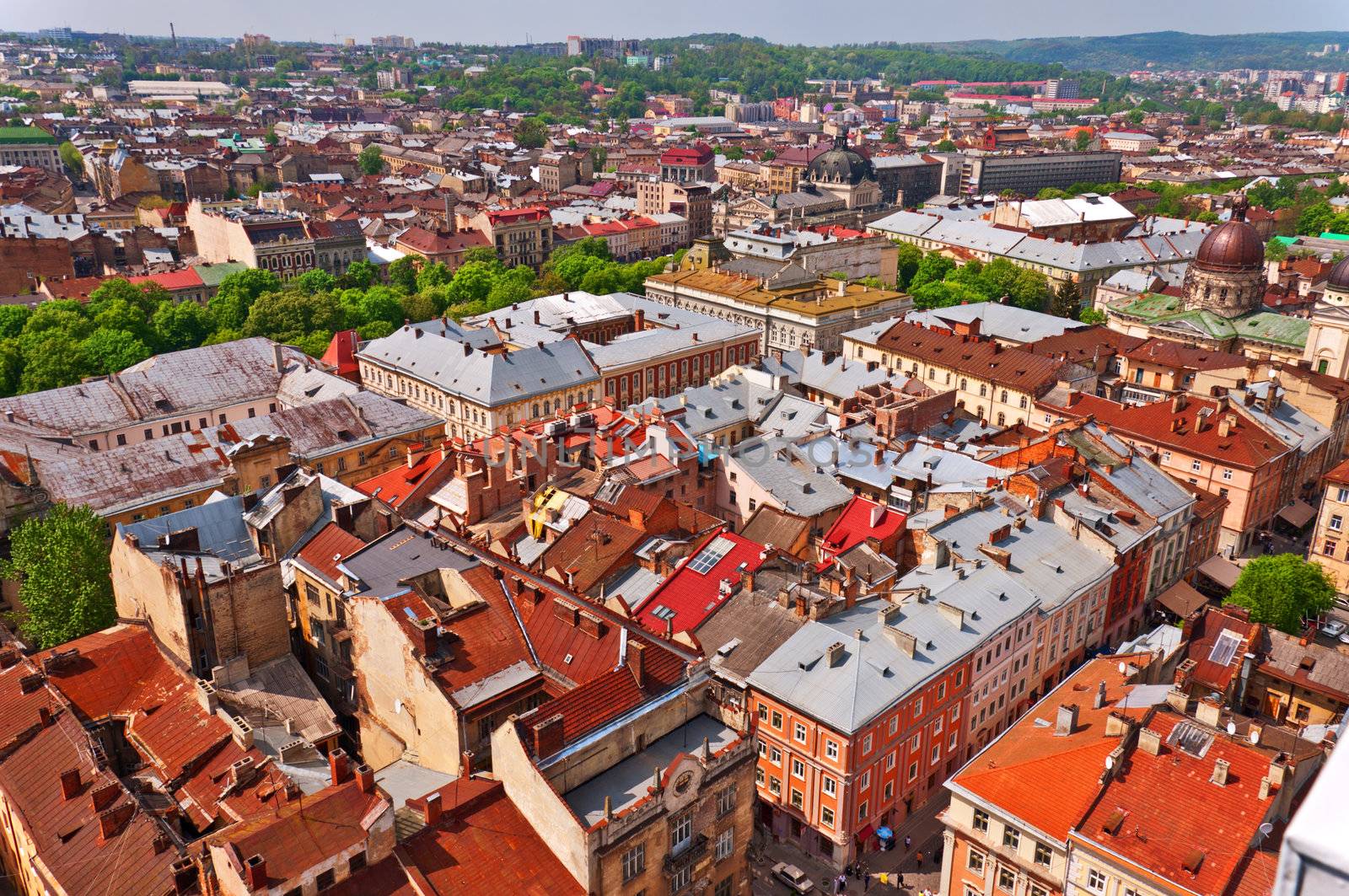 Above view City Hall on Lviv Ukraine by Nanisimova